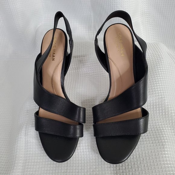 Cole Haan Shoes - Cole Haan Amalia Size 8 8B Shoes Leather Slingback Strappy Sandals Heels Black